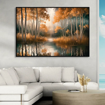Aspen Forest Reflections Sitting Room - Black Canvas Wall Art