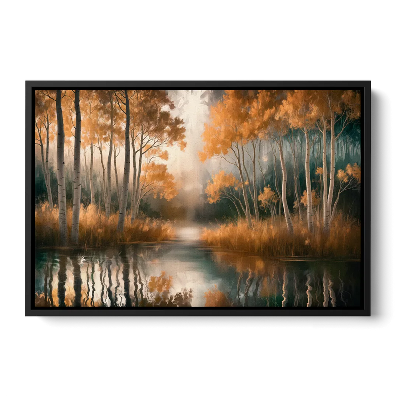 Aspen Forest Reflections Front - Black Canvas Wall Art