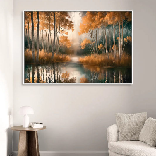 Aspen Forest Reflections Living Room - White Canvas Wall Art