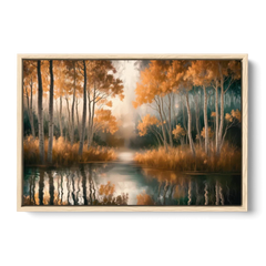 Aspen Forest Reflections - Oak Framed Canvas Wall Art - Front