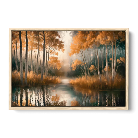 Aspen Forest Reflections - Oak Framed Canvas Wall Art - Front