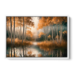 Aspen Forest Reflections - White Framed Canvas Wall Art - Front