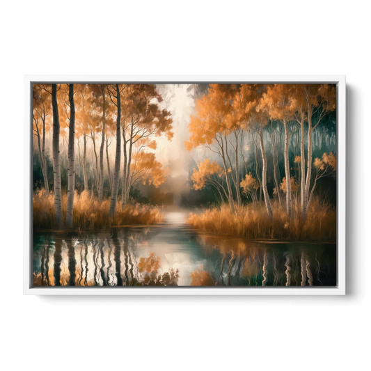 Aspen Forest Reflections - White Framed Canvas Wall Art - Front