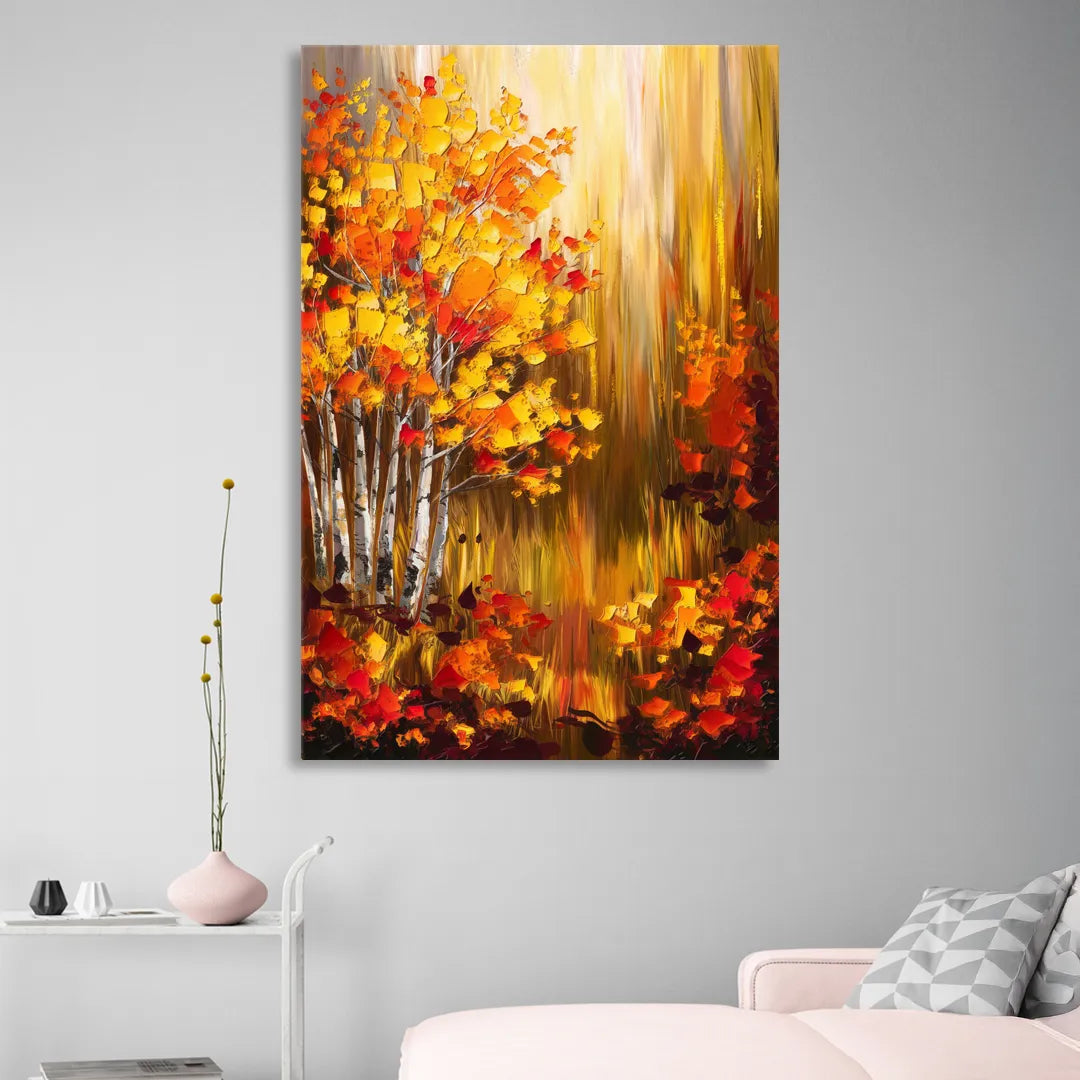 Aspen Forest in Autumn Living Room - Canvas Wall Art