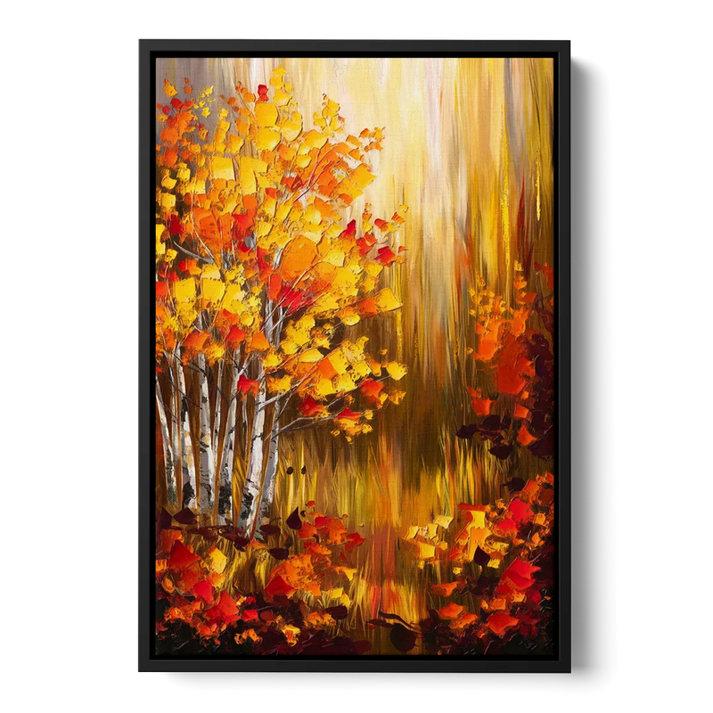 Aspen Forest in Autumn Front - Black Canvas Wall Art