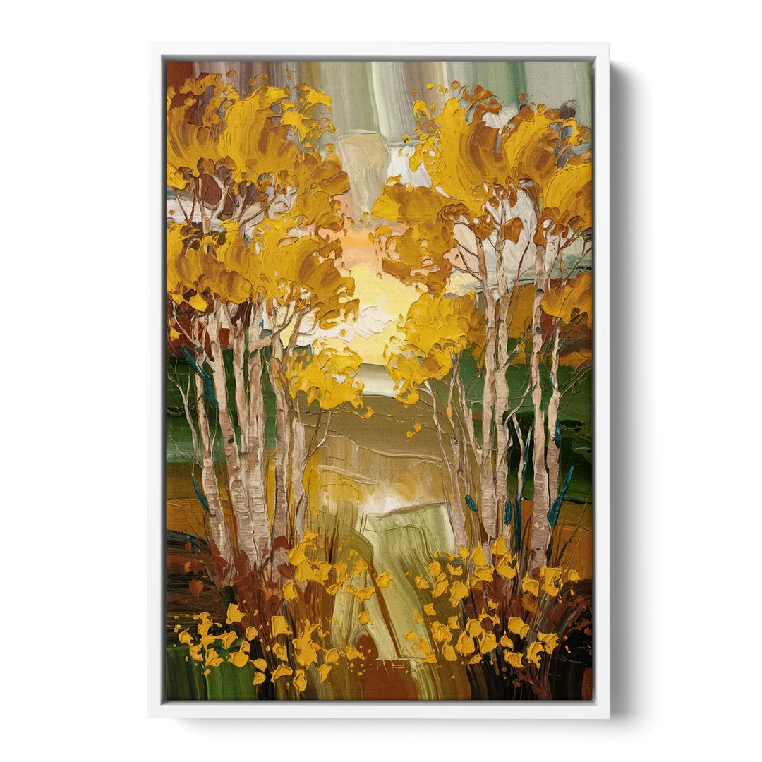 Aspen Golden Trees Front - White Canvas Wall Art