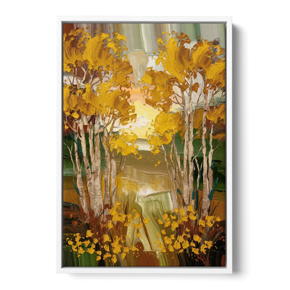 Aspen Golden Trees Front - White Canvas Wall Art