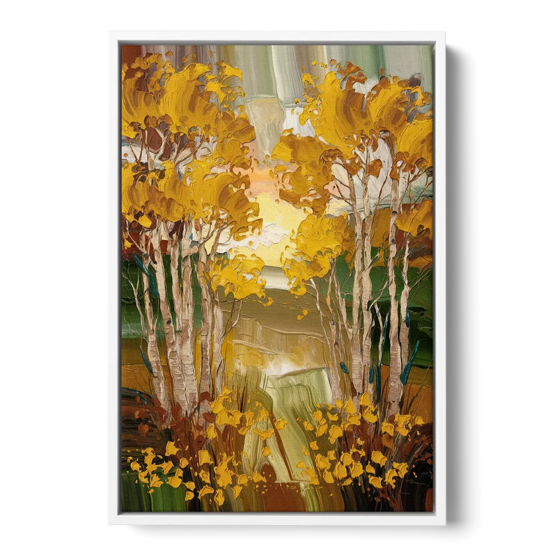 Aspen Golden Trees Front - White Canvas Wall Art
