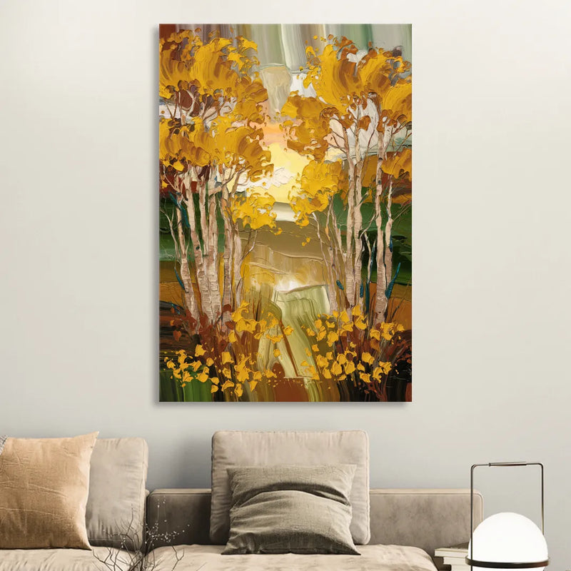Aspen Golden Trees Living Room - Canvas Wall Art