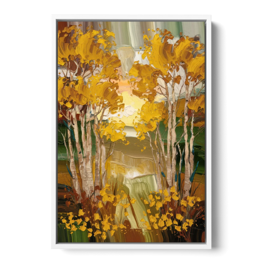 Aspen Golden Trees - White Framed Canvas Wall Art - Front
