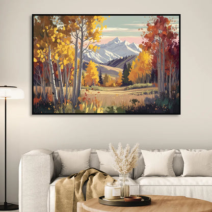 Aspen Majestic Landscape Sitting Room - Black Canvas Wall Art