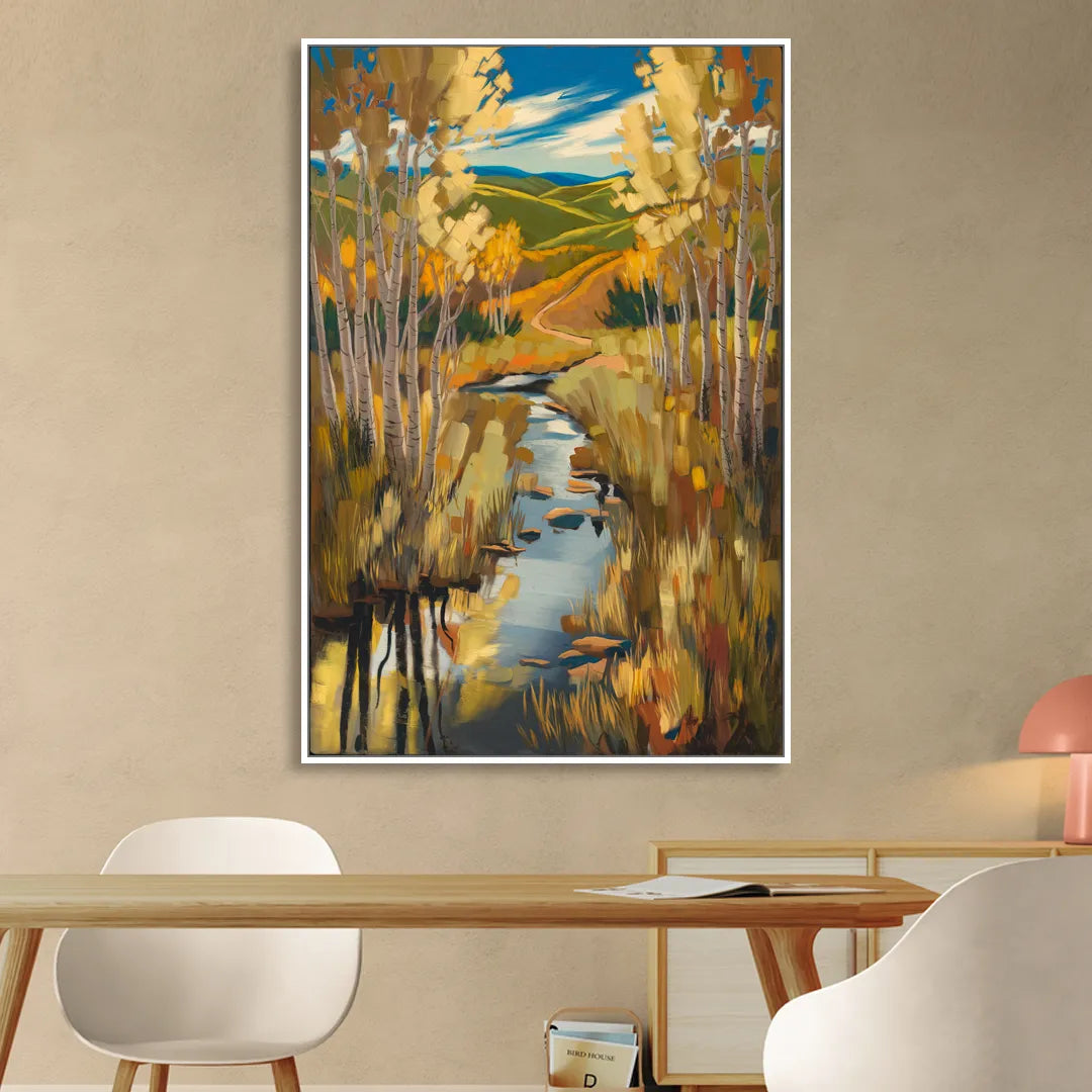 Aspen Nature Escape Living Room - White Canvas Wall Art