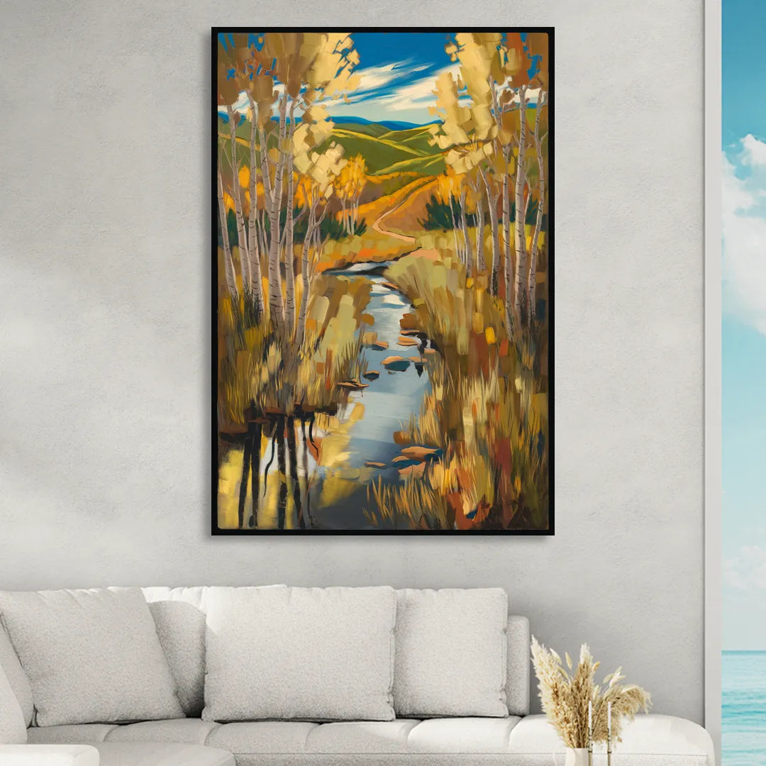Aspen Nature Escape Living Room - Black Canvas Wall Art