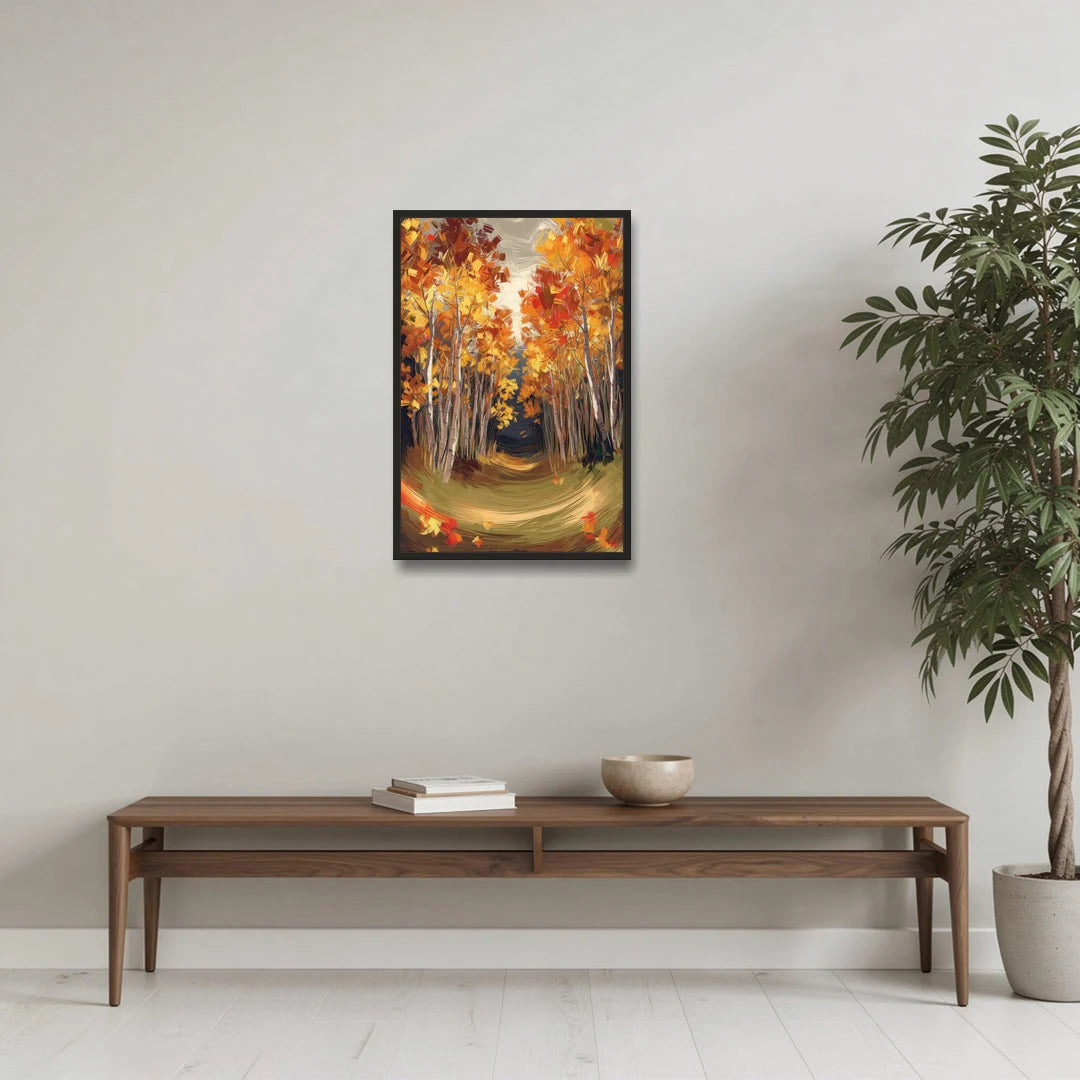 Aspen Quaking Leaves - Black Framed Canvas Wall Art - Coffee Table - 20x30