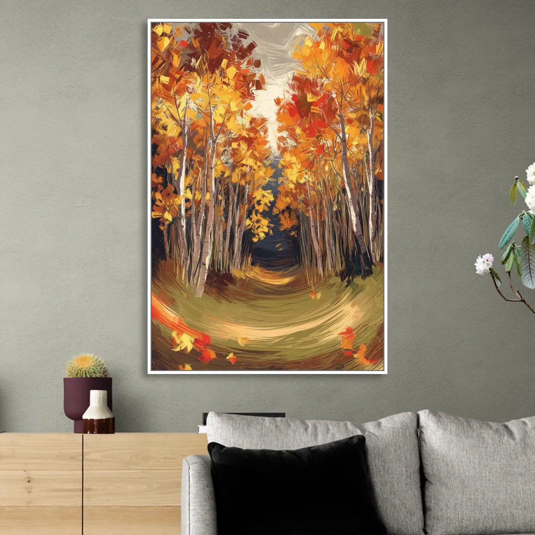 Aspen Quaking Leaves Sitting Room - White Canvas Wall Art