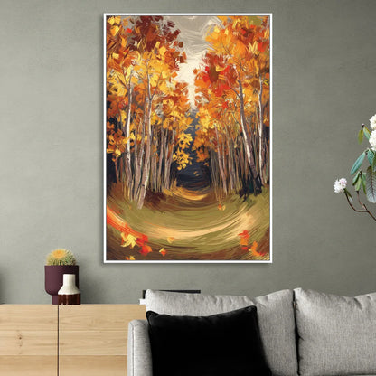 Aspen Quaking Leaves Sitting Room - White Canvas Wall Art