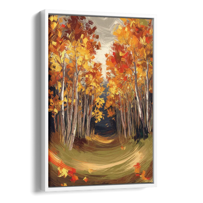 Aspen Quaking Leaves Side - White Canvas Wall Art