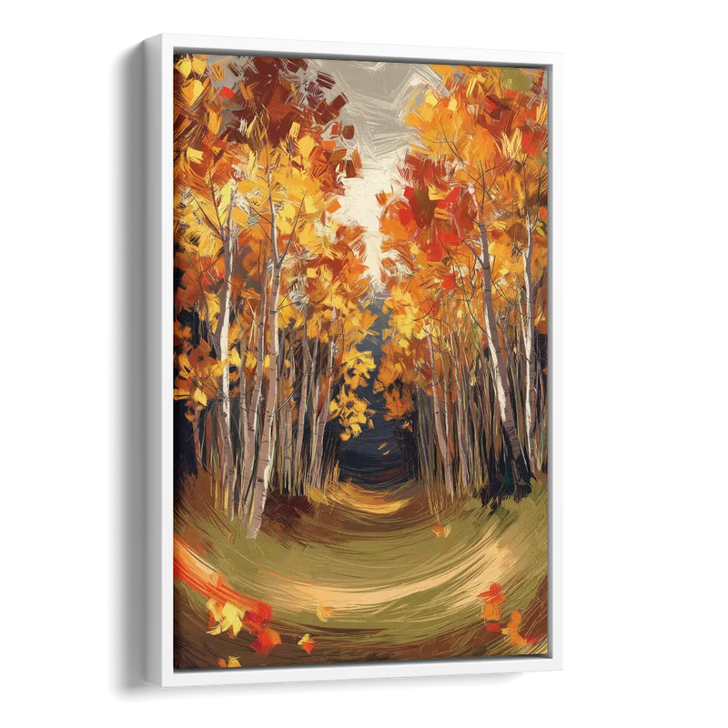Aspen Quaking Leaves Side - White Canvas Wall Art