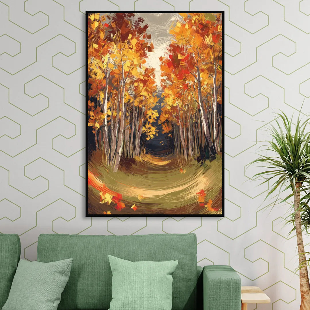 Aspen Quaking Leaves Sitting Room - Black Canvas Wall Art