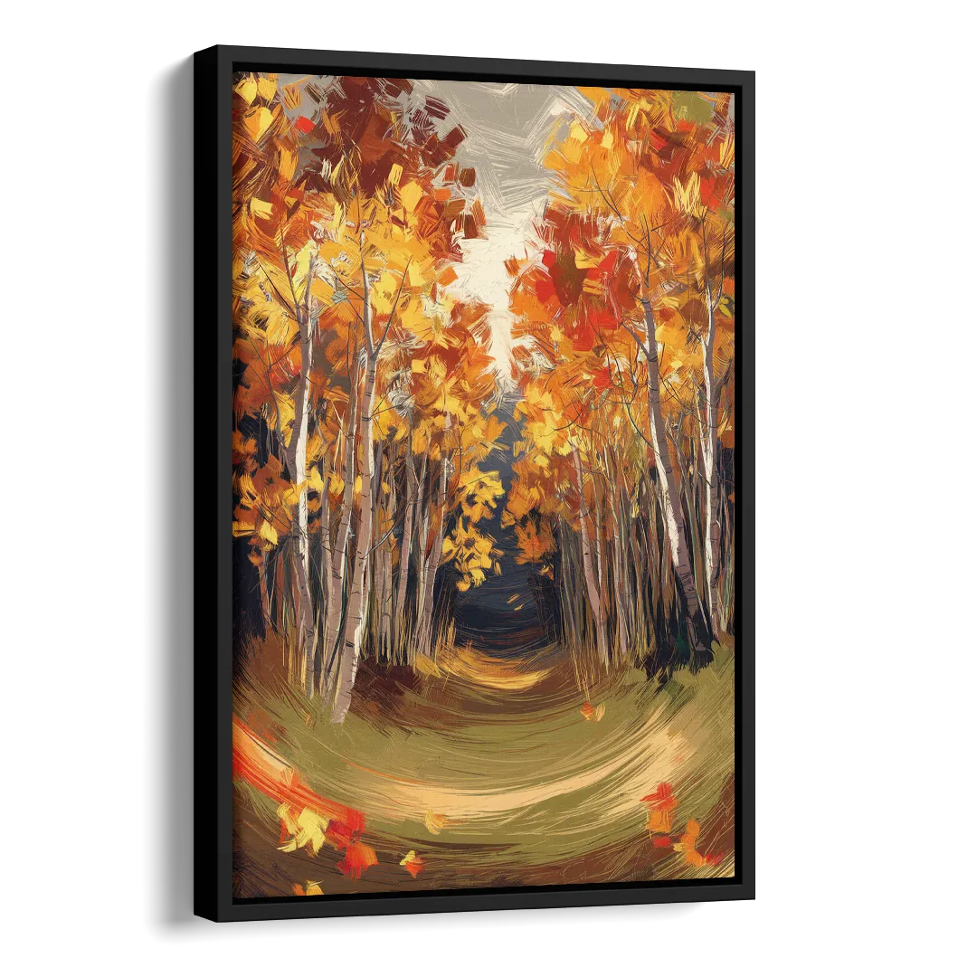 Aspen Quaking Leaves Side - Black Canvas Wall Art