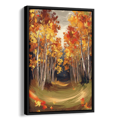 Aspen Quaking Leaves Side - Black Canvas Wall Art