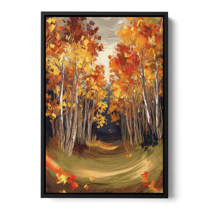 Aspen Quaking Leaves Front - Black Canvas Wall Art