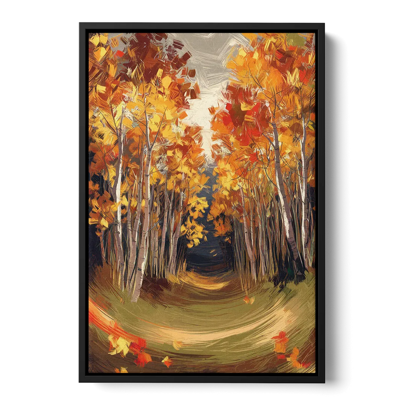 Aspen Quaking Leaves Front - Black Canvas Wall Art