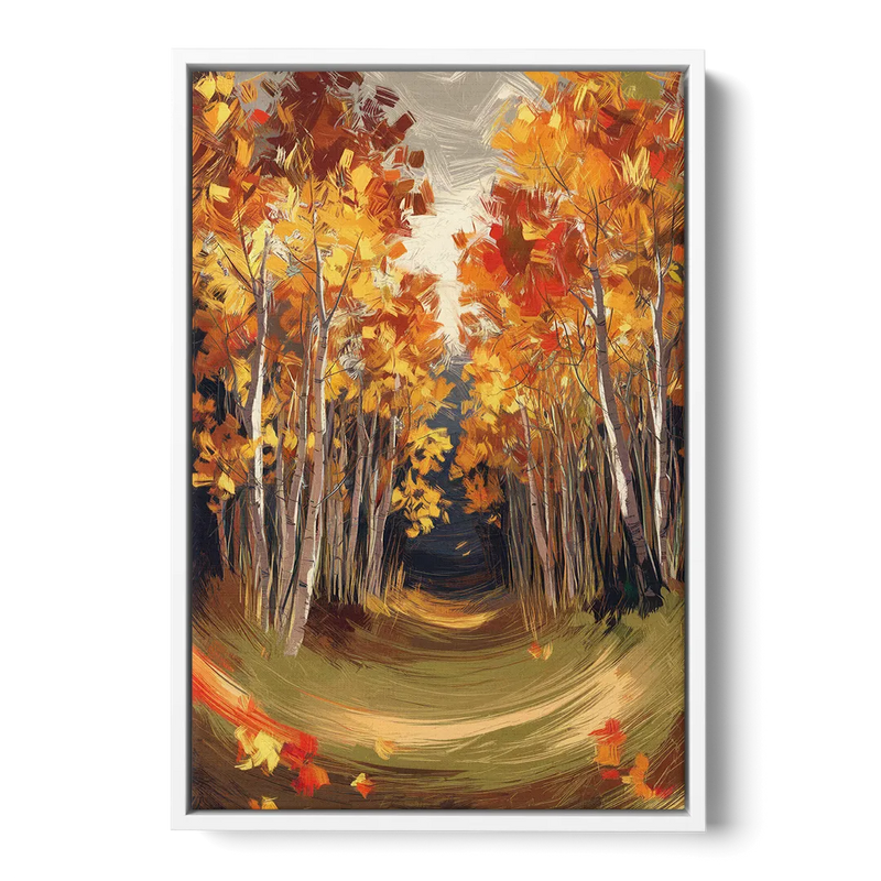 Aspen Quaking Leaves Front - White Canvas Wall Art