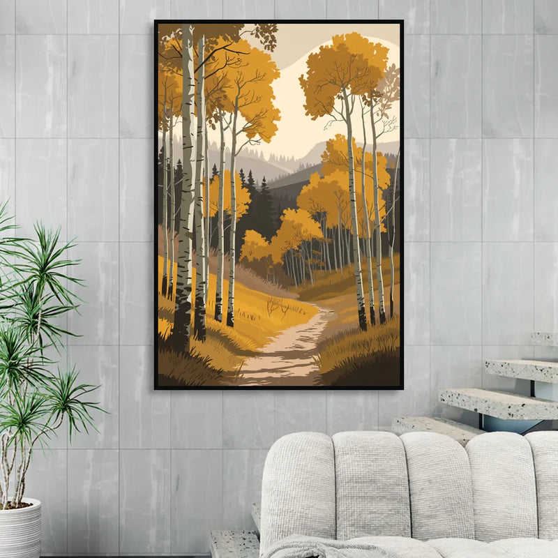 Aspen Rustic Charm Sitting Room - Black Canvas Wall Art
