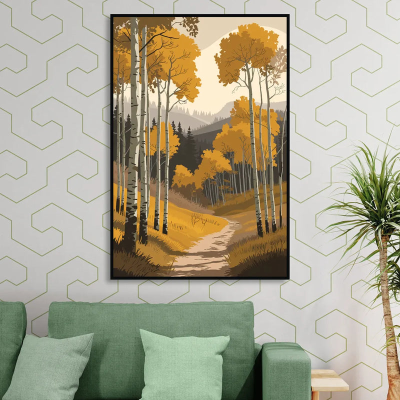 Aspen Rustic Charm Living Room - Black Canvas Wall Art