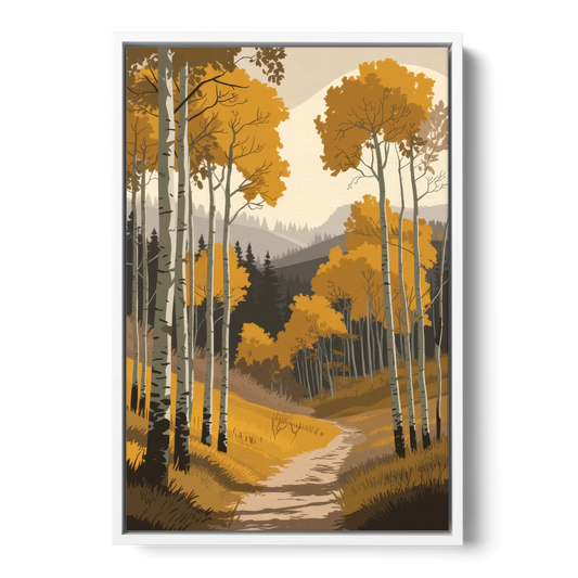 Aspen Rustic Charm - White Framed Canvas Wall Art - Front