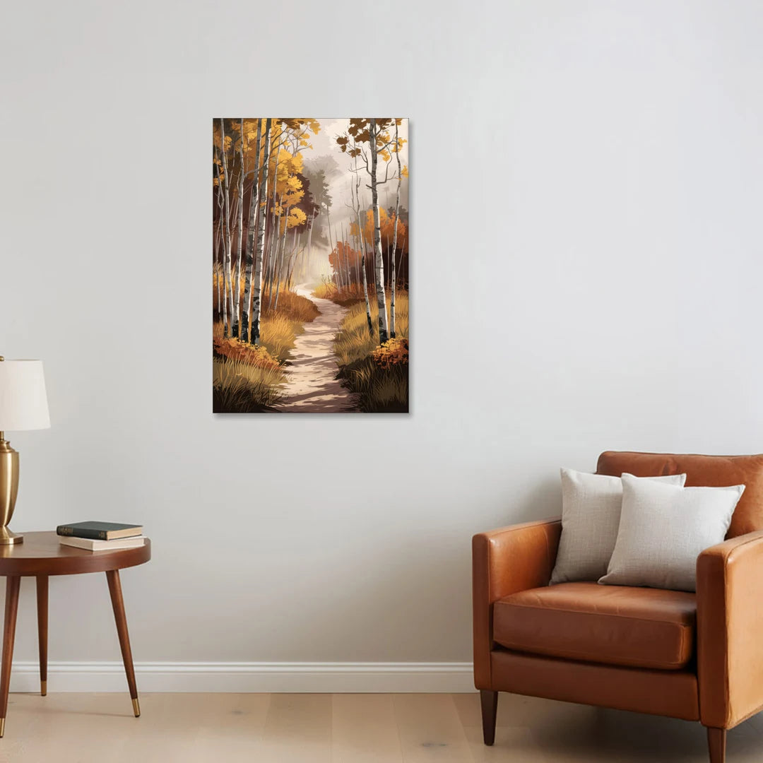 Aspen Serene Forest Path - Canvas Wall Art - Sofa - 24x36