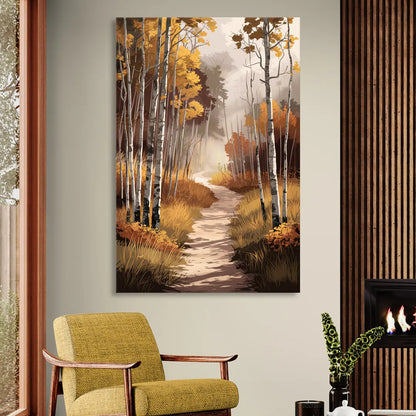 Aspen Serene Forest Path Living Room - Canvas Wall Art
