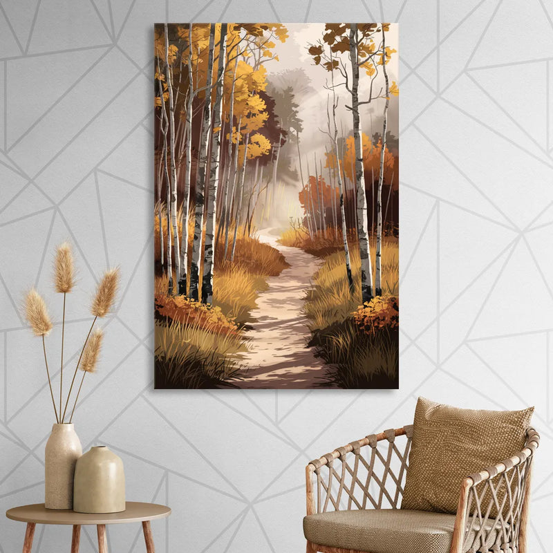 Aspen Serene Forest Path Sitting Room - Canvas Wall Art