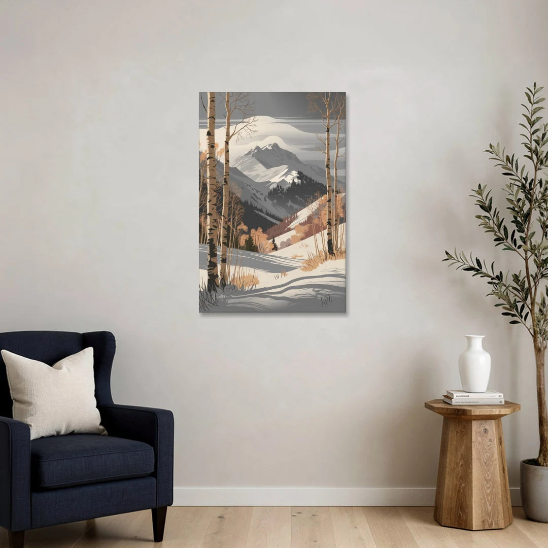 Aspen Snowy Peaks - Canvas Wall Art - Sofa - 24x36
