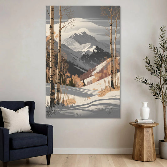 Aspen Snowy Peaks - Canvas Wall Art - Sofa - 40x60