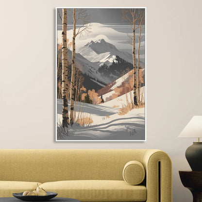 Aspen Snowy Peaks Sitting Room - White Canvas Wall Art
