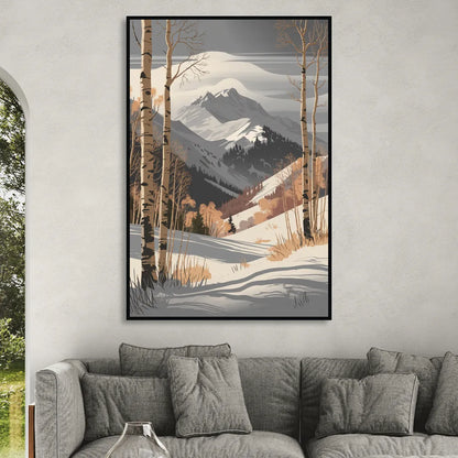 Aspen Snowy Peaks Sitting Room - Black Canvas Wall Art