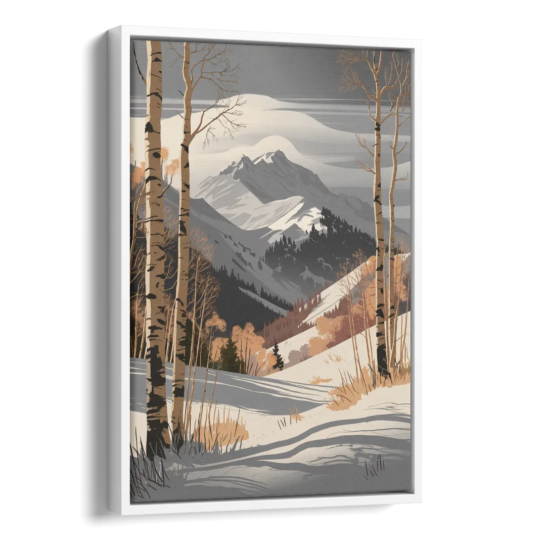 Aspen Snowy Peaks Side - White Canvas Wall Art