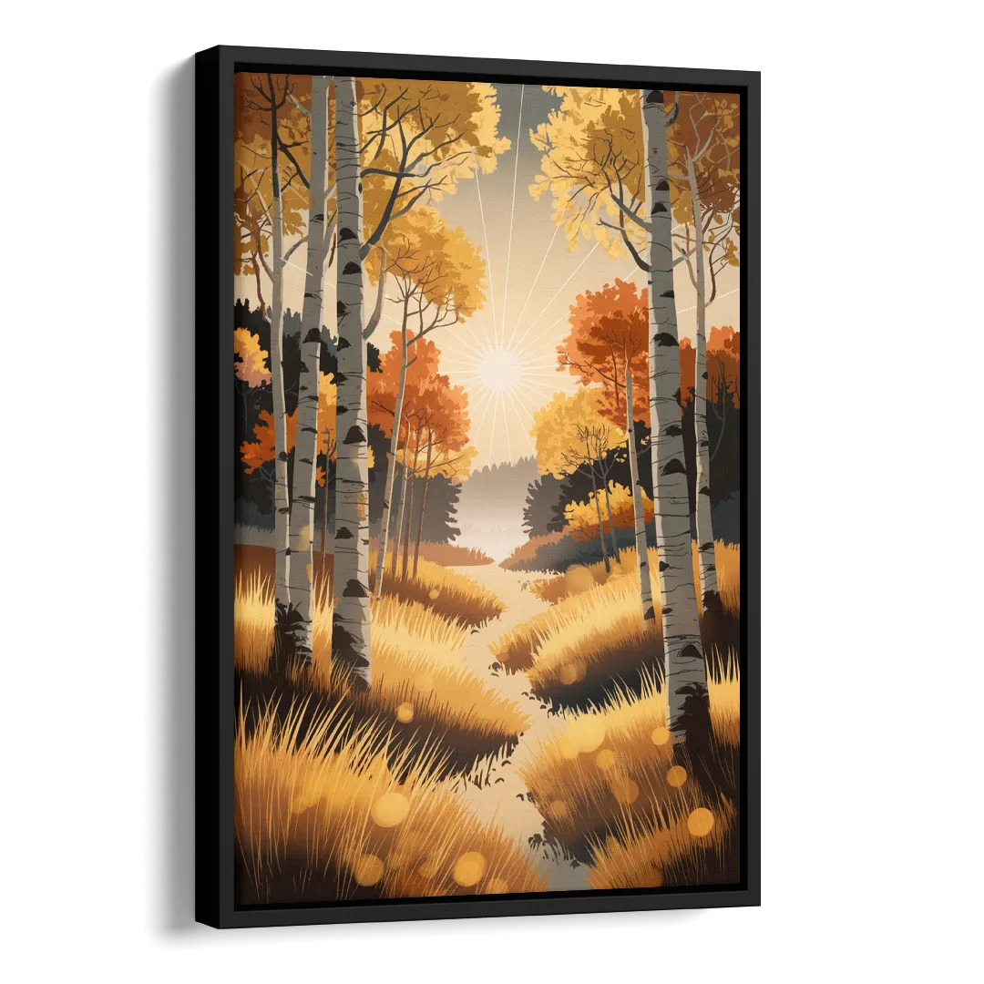 Aspen Sunrise Glow Side - Black Canvas Wall Art