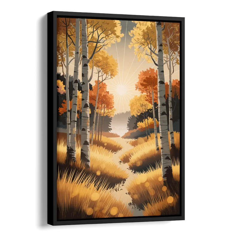 Aspen Sunrise Glow Side - Black Canvas Wall Art
