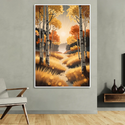 Aspen Sunrise Glow Sitting Room - White Canvas Wall Art