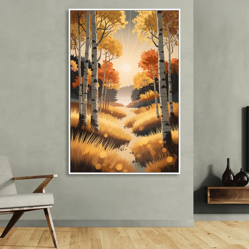 Aspen Sunrise Glow Sitting Room - White Canvas Wall Art