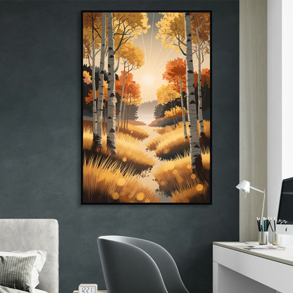 Aspen Sunrise Glow Sitting Room - Black Canvas Wall Art