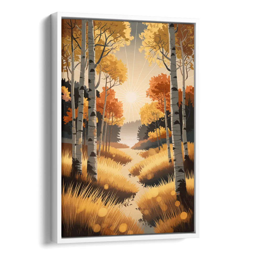 Aspen Sunrise Glow Side - White Canvas Wall Art