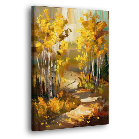 Aspen Trail Through the Trees - Canvas Wall Art - Side