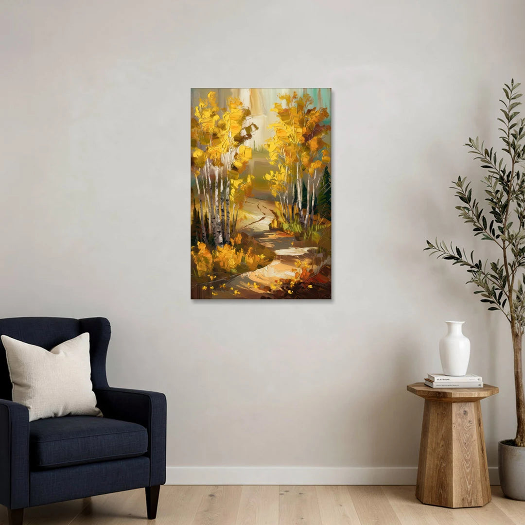 Aspen Trail Through the Trees - Canvas Wall Art - Sofa - 24x36