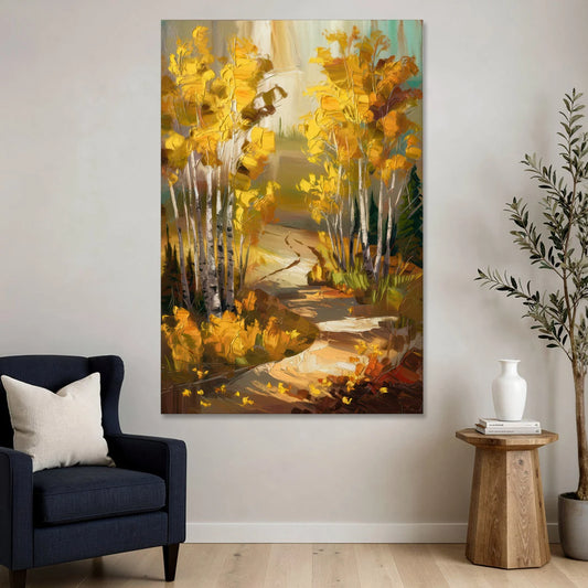 Aspen Trail Through the Trees - Canvas Wall Art - Sofa - 40x60