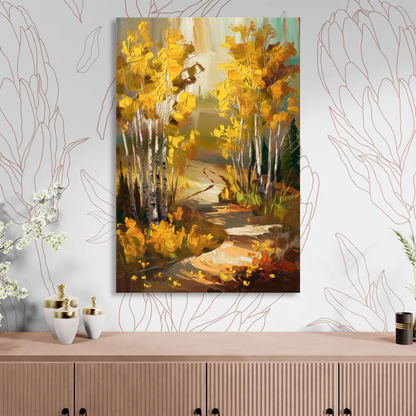 Aspen Trail Through the Trees Living Room - Canvas Wall Art