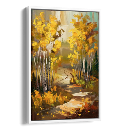 Aspen Trail Through the Trees Side - White Canvas Wall Art